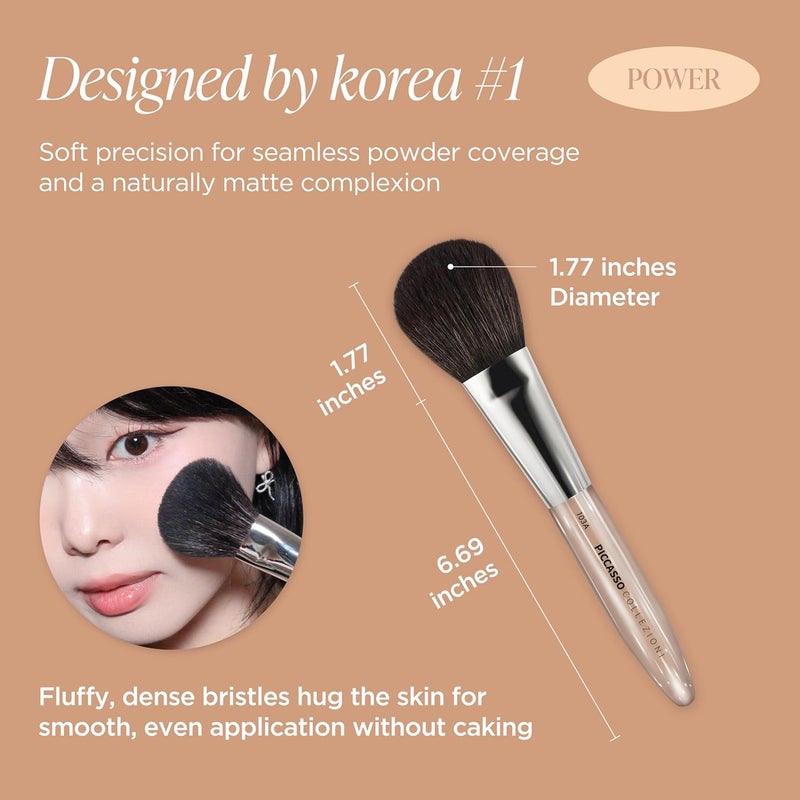 Piccasso COLLEZIONI 103A Powder Brush – Soft Makeup Brush for Face, Fluffy Blush and Setting Tool with Goat Hair Blend, Ideal for Powder Application, Shading, and Natural Finish, Professional Korean - Image 2